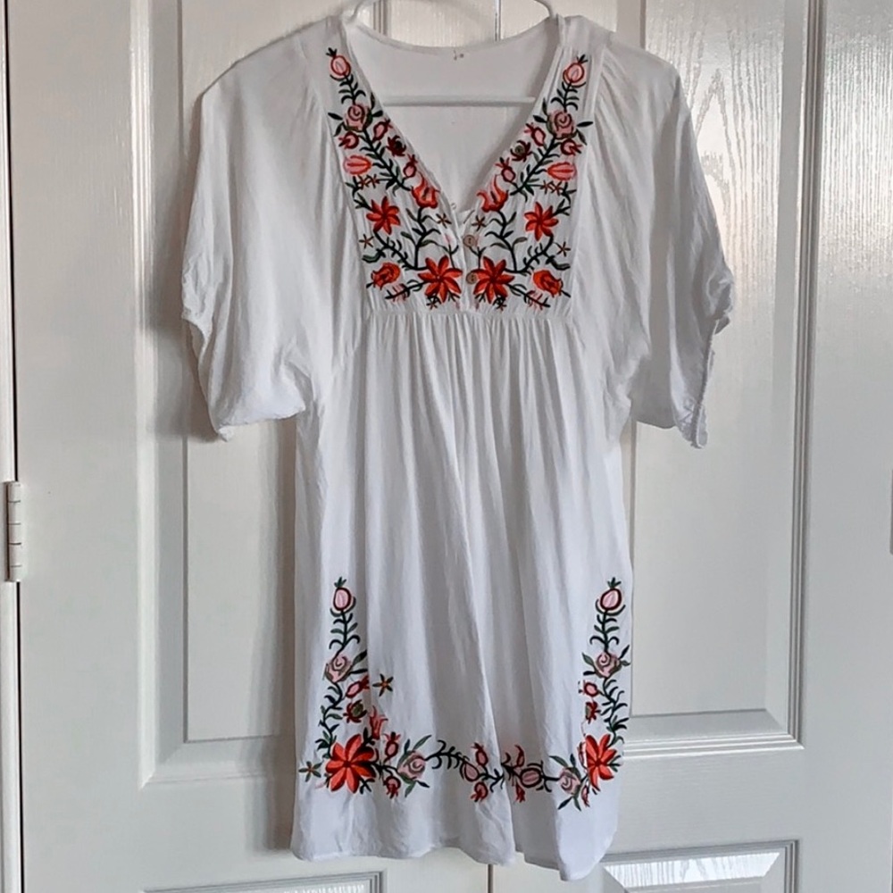 White bohemian short dress S